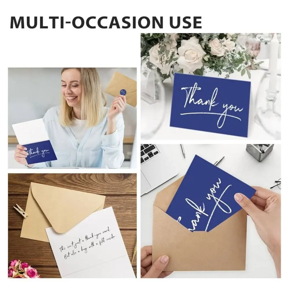 NEW Blue 96 Pk thank You Cards Envelopes & Sticker Graduation 3.5x5”